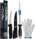 Boning or Sticking Knife, Sheath, VSharpener and Cut Resistant Glove Set